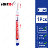 1-100Pcs 2cm Waterproof Long Head Markers Deep Hole Marker Pen for Metal Carpenter Red/Black/Blue/Green Ink Woodworking Tools