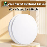 AOOKMIYA 2pcs 8,12,16,20inch Marie's Art Round Canvases Bulk for Painting,White,Blank Stretched Prepared Framed Boards for Oil,Acrylic