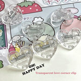 High-value Transparent Love Clip Students DIY Handbook with Mini Snack Closure Clip Office Plastic Folder Copy Folder