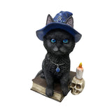 Adorable Witch Cat Figurine for Halloween Home Decoration or Gift Resin Witch Kitten Figurine