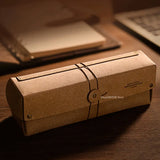 Retro Art Pencil Bag Students Large Capacity Stationery Box Designer Models Office Ticket Cowhide Storage Box Senior Glasses Box