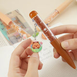 Capibala 36Pcs Gel Pen Cartoon Set Sparkling Diamond Particles 0.7mm Black Acrylic Pendant Pen Students Learn Stationery