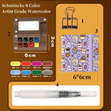 AOOKMIYA 8 Color Mini Walnut Watercolor Paint Box Set Artist Professional Watercolor Travel Portable Paint Tray Art Painting Supplies