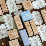 AOOKMIYA Wooden Rubber Stamp Retro Literary Style Flower and Plant Handbook Printing DIY Decoration Material Scrapbook Student Supplies