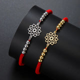 AOOKMIY Teamer Stainless Steel Beads 7 Chakra Charms Bracelet Red Black Two Color Rope Bracelets Family Jewelry Amulet Birthday Gift NewAOOKMIYA.COM