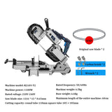 Serra de fita portátil para cortar metal e madeira, 45 ° Material, Serra manual, 1100W