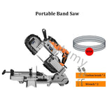 Serra de fita portátil para cortar metal e madeira, 45 ° Material, Serra manual, 1100W