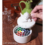 Creative Watercolor Mini Ceramic Covered Pigment Box Crafts Color Palette Small and Exquisite Angel Shaped Appearance