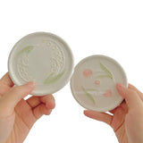AOOKMIYA Mini Watercolor Ceramic Palette 9cm Tulip Lily of The Valley Shape Plate Easy To Clean Paint Tray Painting Art Supplies