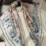 BYSIFA| Orange White Women Pure Silk Scarves Hijabs Elegant Chain Design 100% Mulberry Silk Square Neck Scarf Shawl 86*86cm