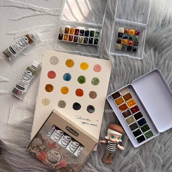 AOOKMIYA 2024 New Schmincke Natural Series Organic Pigments 16 Color Artist Grade Watercolor Packing 0.3/0.5/1ML Portable Art Supplies