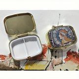 AOOKMIYA Mini Portable Watercolor Paint Box Metal Watercolor Sub-packing Box Pigment Moisturizing Box Watercolor Dispenser Tin Box  AOOKMIYA.COM