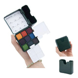 AOOKMIYA MAIRTINI 9 Color Travel Watercolor Paint Set with Bucket Portable Palette Solid Watercolor Paint Sketching Painting Supplies
