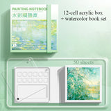 AOOKMIYA Portable Empty Acrylic Watercolor Palette Watercolor Book Set 8/12 Grid Paint Tray Art Student Travel Painting Art Supplies