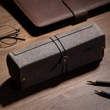 Retro Art Pencil Bag Students Large Capacity Stationery Box Designer Models Office Ticket Cowhide Storage Box Senior Glasses Box