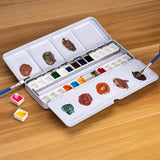 AOOKMIYA Lonely Finger Metal Travel Watercolor Tin Box with Fold-Out Palette 26 Half Pans（without Paints）  AOOKMIYA.COM