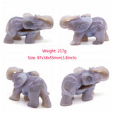 Elephant Statue Natural Gray Agate Geode Crystal Carved Reiki Healing Stone Animal Figurine Handicraft Home Decoration Ornaments