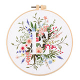 AOOKMIYA Floral Embroidery Kit for Beginner and Adults Cross Stitch Kits Embroidery Starter Kit with Initial Letter and Flower Pattern