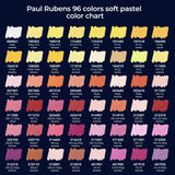 Paul Rubens Professional Soft Pastels, Handmade 96 Vibrant Colors Chalk Pastels Smooth and High Adhesion for Painting, Drawing