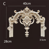 Wood Carved Long Onlay Applique Unpainted Frame Door Decal Working Carpenter Home Wedding Decoration Wood Figurines for Decor