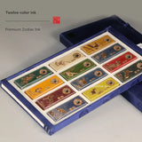 Color Pigment Ink Sticks Chinese Painting Ink Blocks for Beginners Ink Ingots Hu Kaiwen Ink Pills Pen and Paper Zodiac 12pcs