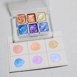 Portable 6 Colors 1ML Handmade Solid Pearlescent Watercolor Pigment Metallic Glitter Manicure Painted Nail Art Supplies