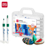 AOOKMIYA Deli 12/24/36 Colors Paint Markers Waterproof Quick Drying Acrylic Marker Pens for Wood Rock Canvas Cups Birthday Gifts