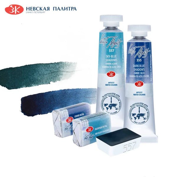 AOOKMIYA Original Russian White Nights Precipitation 15 Color Watercolor Pigment Solid Full Block Artist-grade Acuarela Art Supplies