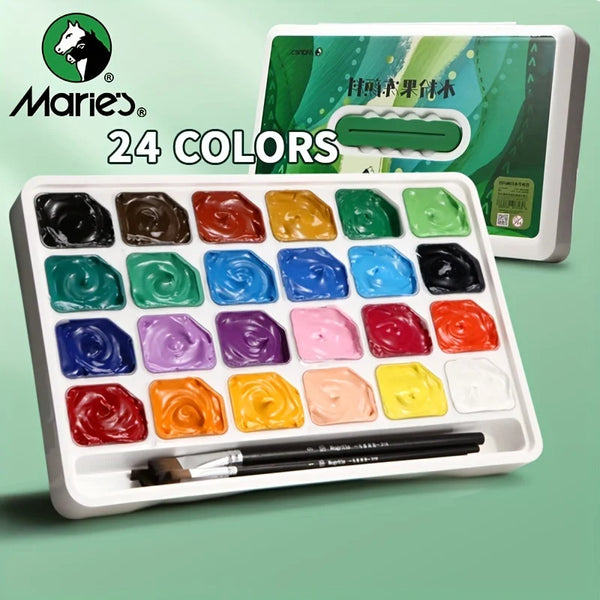 AOOKMIYA Marie's Gouache Paint Set Jelly Cup 24 Colors 30ml/Cup with Portable Case,,Rich Pigment for Canvas,Painting,Watercolor Papers