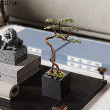 Creative Enamel Pine Tree Statue Desk Decoration Ornaments Metal Artwork Modern Crafts Pine Tree Sculpture Room Aesthetics Decor