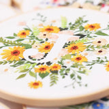 AOOKMIYA Floral Embroidery Kit for Beginner and Adults Cross Stitch Kits Embroidery Starter Kit with Initial Letter and Flower Pattern