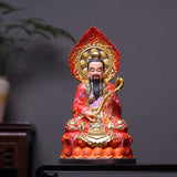 Chinese Taoist Deities Statue Set, Hand-Carved Wood Bodhisattva Buddha Figure Home Altar Decor Ornament