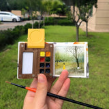 AOOKMIYA Portable Travel Watercolor Set Paul Rubens Artist Grade Watercolor 8 Colors Mini Walnut Paint Box Student Outing Art Supplies