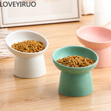Creative Pet Bowls, Ceramic Oblique Mouth High footed Cats Food Tableware Protection Cat and Dog Bowl, Pet Supplies, 1Pc