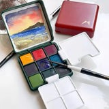AOOKMIYA MAIRTINI 9 Color Travel Watercolor Paint Set with Bucket Portable Palette Solid Watercolor Paint Sketching Painting Supplies  AOOKMIYA.COM
