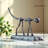 Antique Bronze Cat Statue Albet Giacometti Cat Sculpture Casting Animal Handcrafts Abstract Home Office Decor Gift Collection