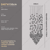 Hanging Lamp Hotel Lobby Decorative Lighting Stairs Art Irregular Chandelier Custom Black Art Luxury Stone Crystal Chandelier