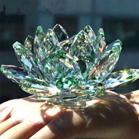 AOOKMIYA Crystal Lotus Flower Figurine Home Wedding Decoration Glass Craft Collection Paperweight Table Ornaments Souvenir Gifts