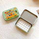 AOOKMIYA Portable Palette Watercolor Paint Repackaging Iron Box Paint Storage Box Nail Art Paint Tray Student Travel Art Supplies