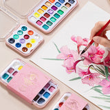 AOOKMIYA 12/24 Colors Portable Mineral Pearlescent Solid Watercolor Pigment Washable Glitter Art Student Painting Nail Art Supplies