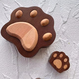 3D Cute Bear Paw Shaped Watercolor Packaging Box Walnut Wood Material Cat Claw Ornament Splitting Wooden Boxes