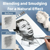 AOOKMIYA Marie's 16pcs Sketch Blending Smudging Tool with High Gloss Detail Sponge for Art Projects,Perfect for Students,Artists