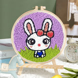 AOOKMIYA 20cm Punch Embroidery Starter Kits Children's hand embroidery kit Beginners DIY Needlework Wool Punch Needle Poke Embroidery Kit