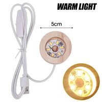 AOOKMIYA 1/4pcs Wooden LED Display Base Light Luminous USB Lamp Holder for Crystal Ball Glass Resin Art Ornament Stand Decor Kids Gifts