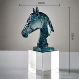 AOOKMIYA Glass Craft Clear Horse Head Artificial Animal Sculpture Crystal Horse Statue Decorative Figurines Room Decoration Accessories