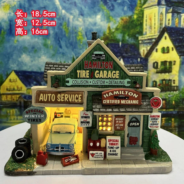 AOOKMIYA ART+ Creative Gifts Lemax Creative Ceramic House Model Figurine Night Light Porcelain House Home Furnishing Living Room Ornaments New Year Gift