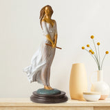 42cm Famous Luo Li Rong Bronze Sculpture Pretty Lady Statue Handmade Elegant Female Statue With Marble Base Home Art Decor Gif