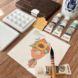 AOOKMIYA Schmincke Ceramic Pen Holder Brush Shelf Tubular Paint Ornaments Photo Props Cute Pen Holder for Art Students Painting Supplies