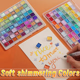 AOOKMIYA 72 Colors Metallic Watercolors with Intense Sparkle,Pearlescent Solid Pigment for Handmade,Painting,Writing for Artists,Students