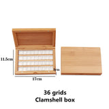 AOOKMIYA Empty Bamboo Paint Palette with Lid Portable Watercolor Paint Tray Storage Box with 24/36 Half Pans for Painting Art Supplies